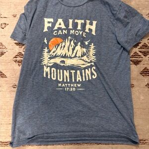 Blue Graphic T-Shirt with Mountain Design